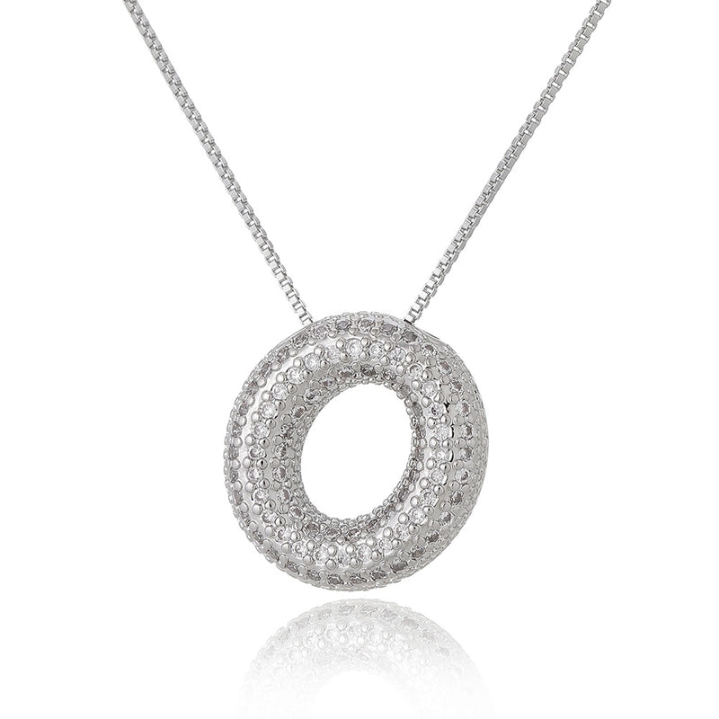 Copper Inlay Letter Zircon Pendant Necklace