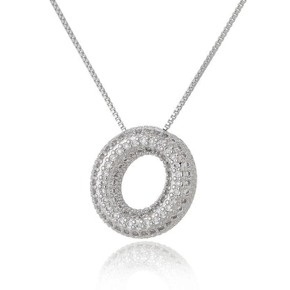 Copper Inlay Letter Zircon Pendant Necklace