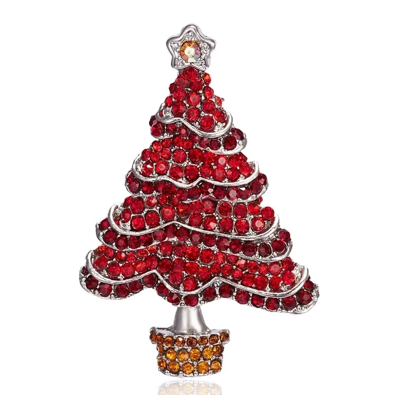 Fashion Pin Christmas Tree Alloy Inlay Rhinestones Unisex Brooches