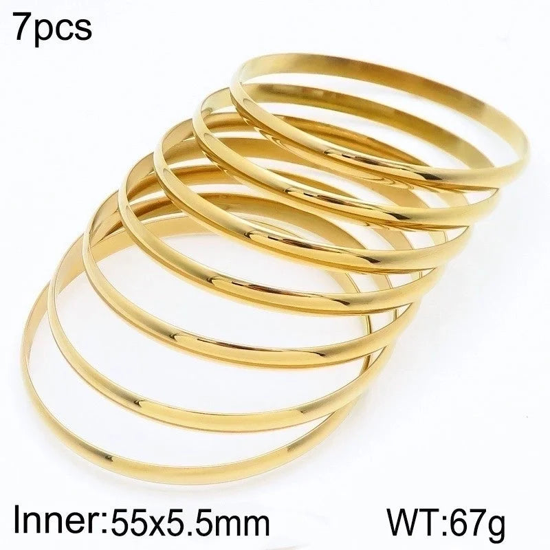 Minimalist Round Stainless Steel 18K Gold Plated Bangle In Bulk