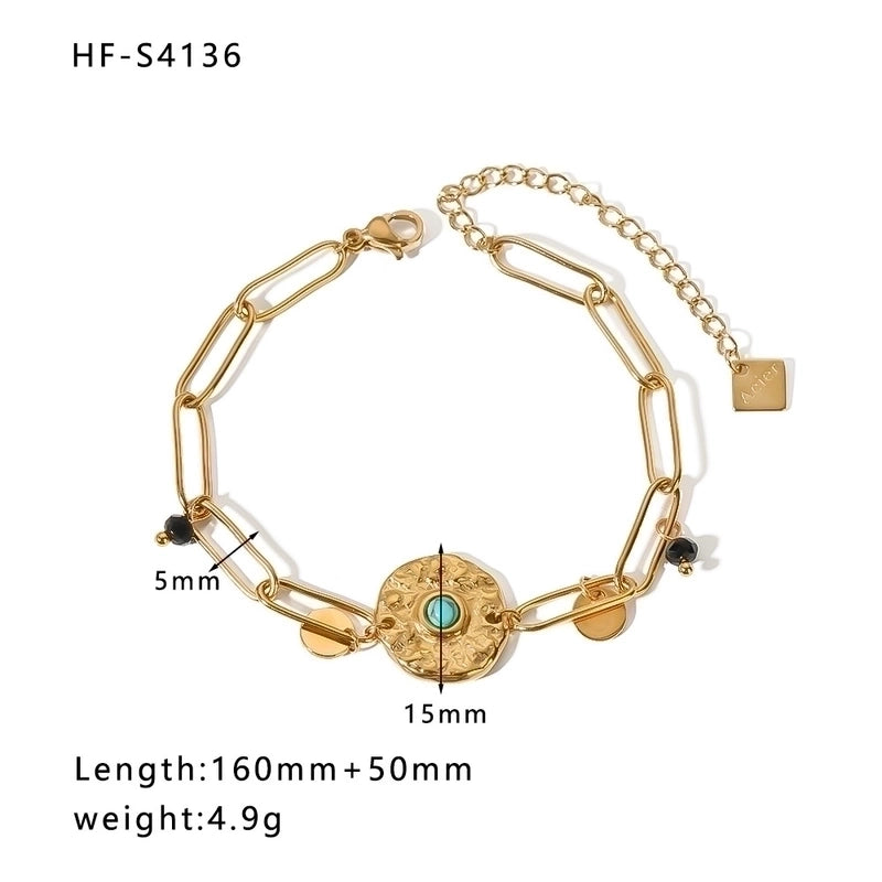 Minimalist Heart Shape Stainless Steel 18K Gold Plated Artificial Rhinestones Rhinestones Shell Bracelets In Bulk