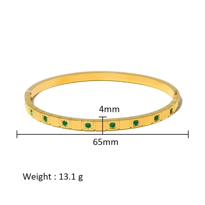 Minimalist Shiny Solid Color 316L Stainless Steel 18K Gold Plated Zircon Bangle In Bulk