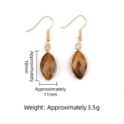 1 Pair Vintage Style Classic Style Geometric Polishing Artificial Crystal Semi-precious Stone Tiger Eye Drop Earrings