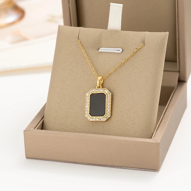 304 Stainless Steel Copper 18K Gold Plated K Gold Plated Inlay Heart Shape Wings Butterfly Zircon Pendant Necklace