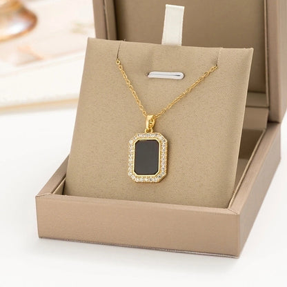 304 Stainless Steel Copper 18K Gold Plated K Gold Plated Inlay Heart Shape Wings Butterfly Zircon Pendant Necklace