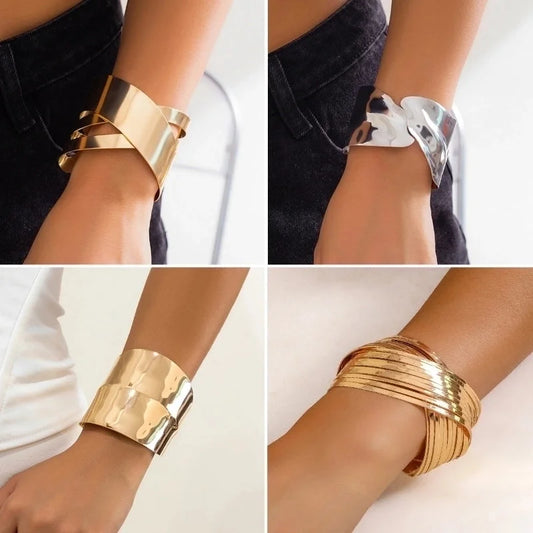 IG Style Geometric Iron White Gold Plated Gold Plated Bangle