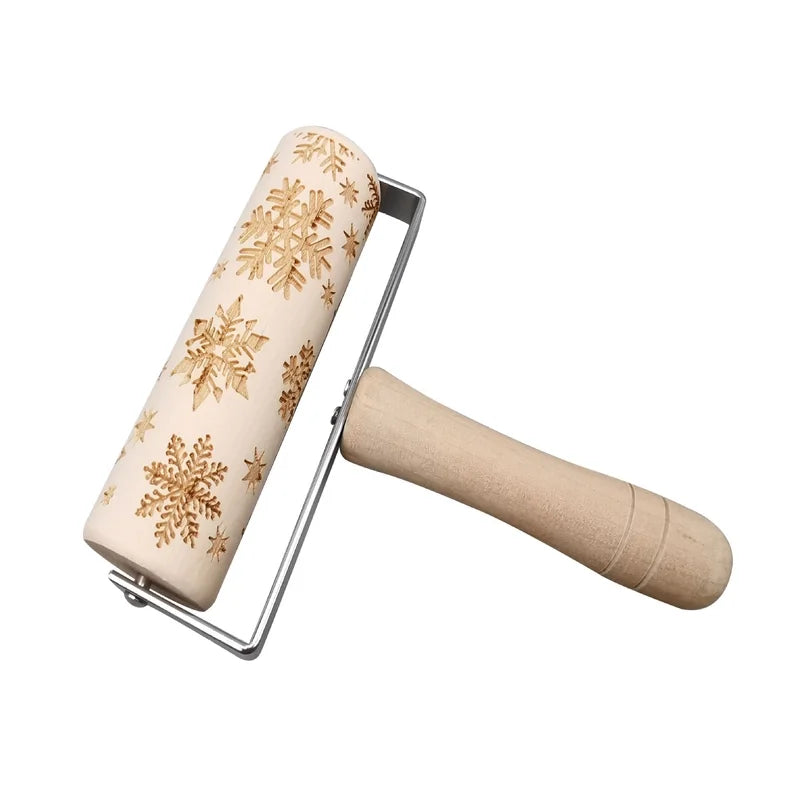 Christmas Cute Christmas Tree Snowflake Elk Wood Rolling Pin 1 Piece