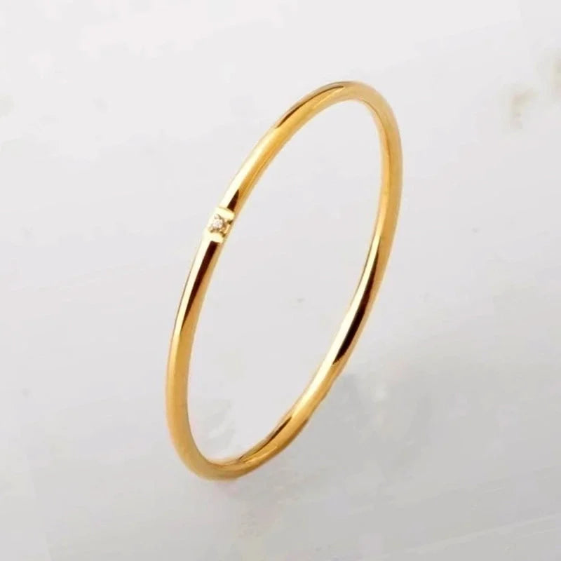 Casual Solid Color Titanium Steel Inlay Rhinestones Rings 1 Piece