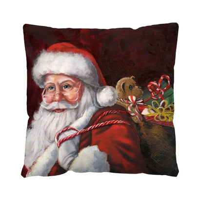Christmas Glam Santa Claus Snowman Short Plush Pillow Cases Couch & Sofa Decor