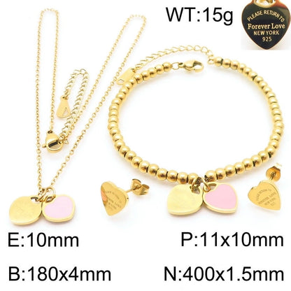 Minimalist Heart Shape 304 Stainless Steel 18K Gold Plated Jewelry Set