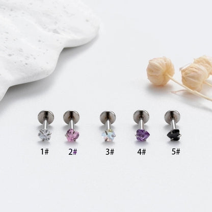 1 Piece Ear Cartilage Rings & Studs Korean Style Heart Shape 316L Stainless Steel Plating Inlay Zircon