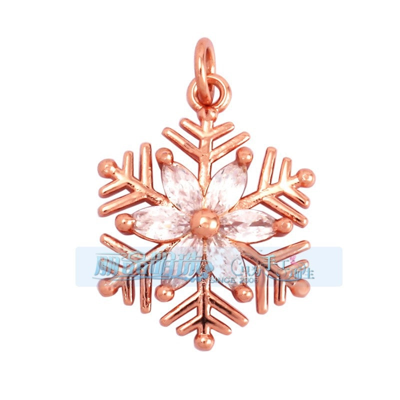 1 Piece Copper Geometric Heart Shape Snowflake Pendant Jewelry Accessories