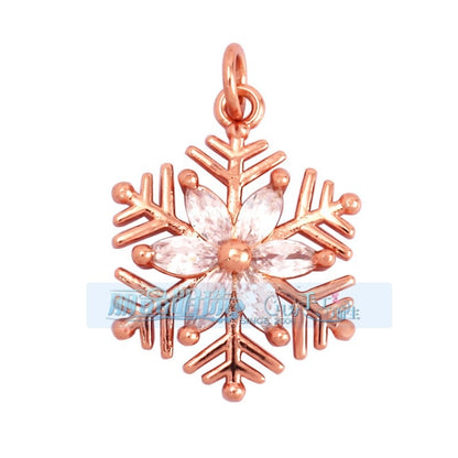 1 Piece Copper Geometric Heart Shape Snowflake Pendant Jewelry Accessories