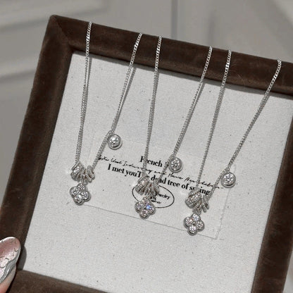 Elegant Lady Four Leaf Clover Flower Copper Mixed Metal Rings Bracelets Necklace