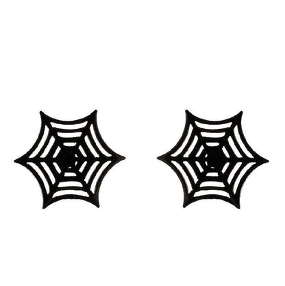 1 Pair Halloween Minimalist Spider Web Butterfly Notes Plating Hollow Out 304 Stainless Steel 18K Gold Plated Ear Studs