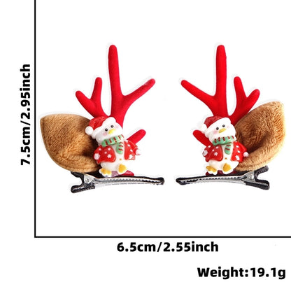 Christmas Cartoon Style Bell Snowman Antlers Plastic