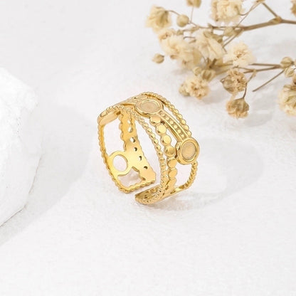 2 Pieces 304 Stainless Steel 18K Gold Plated Beach Minimalist Plating Cross Simple Lines Rings