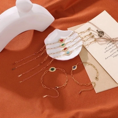 Minimalist Sun 304 Stainless Steel 18K Gold Plated Natural Stone Bracelets In Bulk