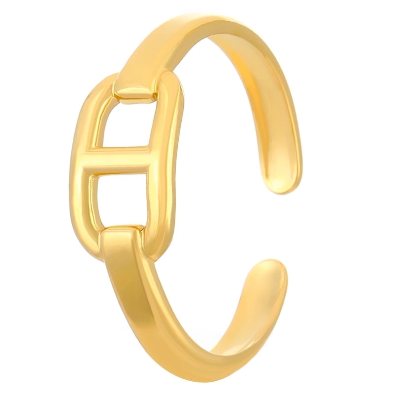Minimalist Classic Style Geometric 304 Stainless Steel 18K Gold Plated Open Rings