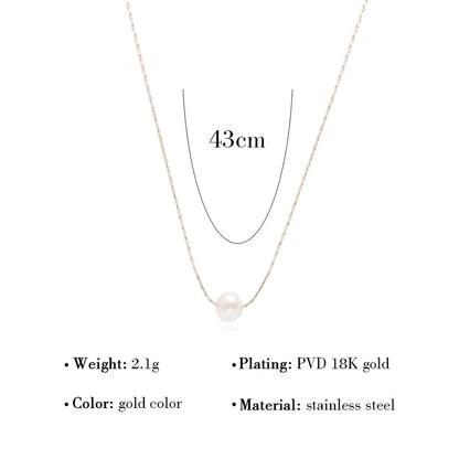 Fashion Round Flower 304 Stainless Steel 18K Gold Plated Pearl Plating Necklace