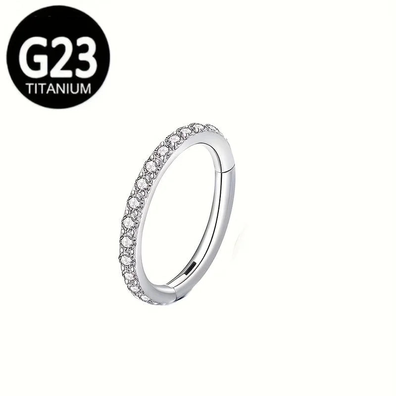 5 Pieces Nose Rings & Studs Hip-Hop Punk Solid Color Titanium Alloy Inlay Zircon 18K Gold Plated Ear Cartilage Rings & Studs