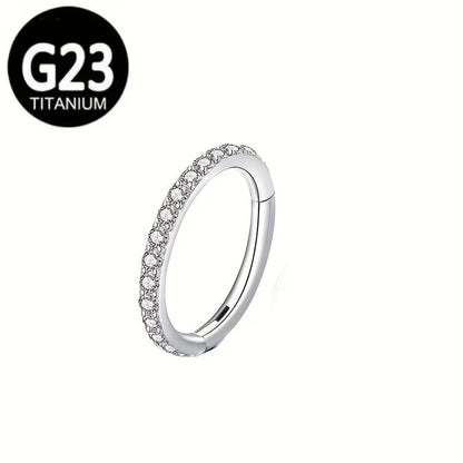 5 Pieces Nose Rings & Studs Hip-Hop Punk Solid Color Titanium Alloy Inlay Zircon 18K Gold Plated Ear Cartilage Rings & Studs