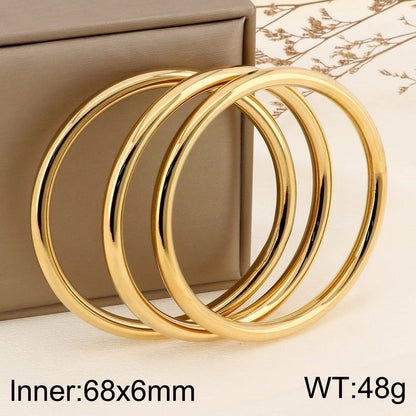 Minimalist Round 304 Stainless Steel 18K Gold Plated Bangle In Bulk