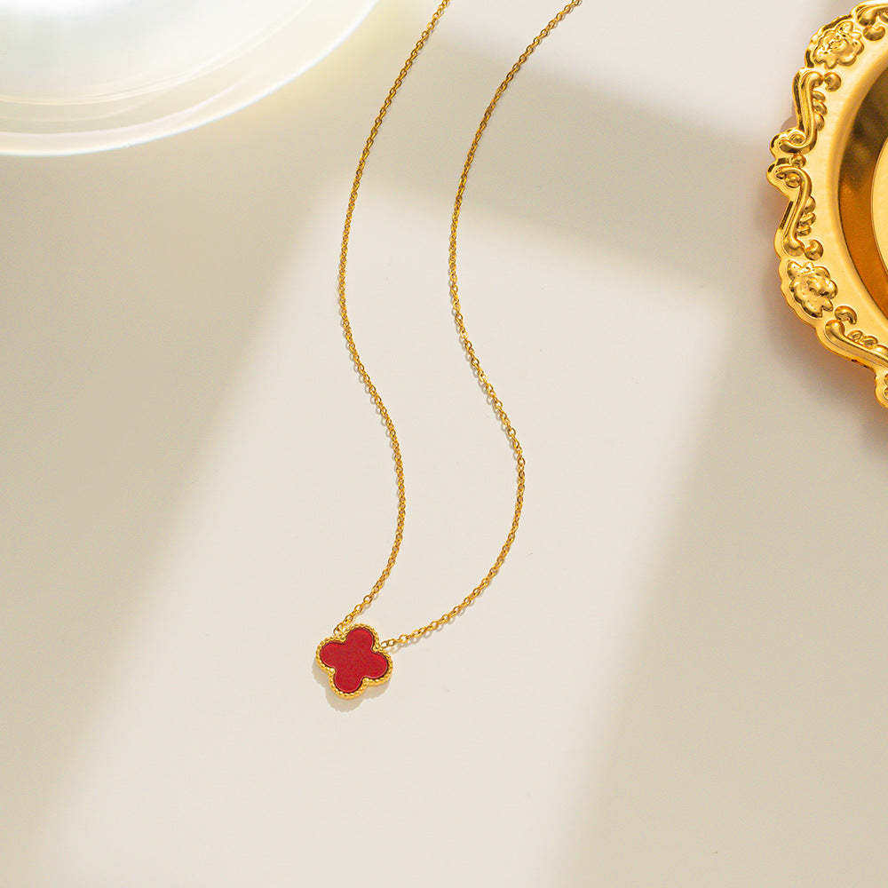 Moderate Luxury Letter Number Flower Stainless Steel 18K Gold Plated Necklaces