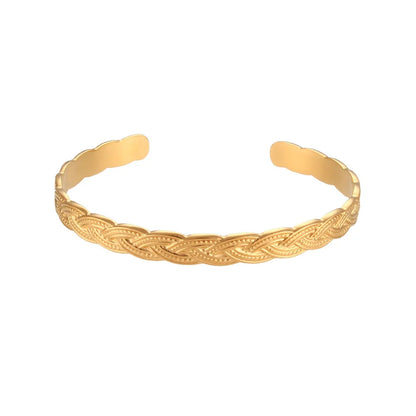 Fashion Ellipse Stainless Steel 18K Gold Plated Bangles