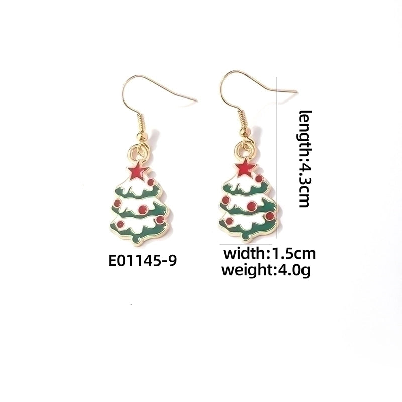 1 Pair Casual Cute Sweet Christmas Tree Santa Claus Christmas Socks Plating 304 Stainless Steel K Gold Plated Drop Earrings