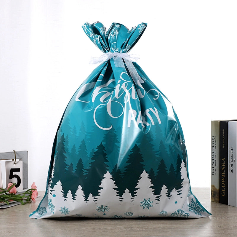 Cross-border New Christmas Gift Bag Santa Claus Drawstring Bag Aluminum Foil Bag Candy Packaging Bag Gift Bag