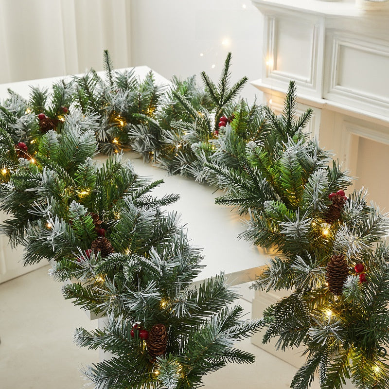 Christmas Pe Encrypted White Flocked Ribbon Decoration Christmas Vine Hotel Mall Window Storefront Scene Arrangement Hanging