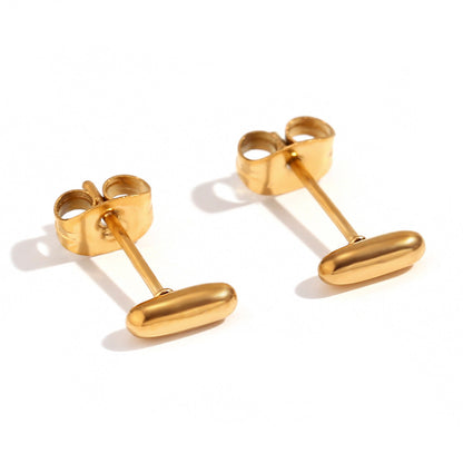 Minimalist Letter Number Geometric Text Stainless Steel 18K Gold Plated Stud Earrings