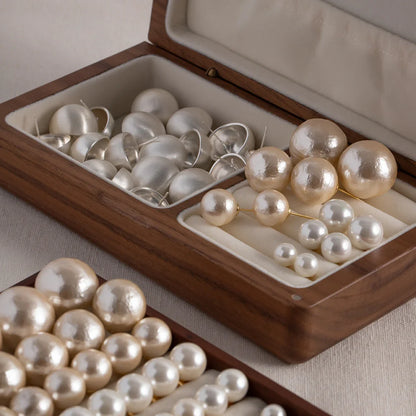 IG Style Pearl Geometric Stainless Steel 18K Gold Plated Earrings