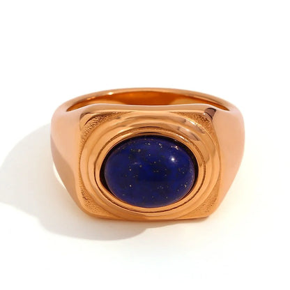 Women Fashion Circle Geometric Stainless Steel 18K Gold Plated Rings