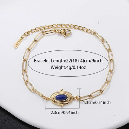 Minimalist Sun 304 Stainless Steel 18K Gold Plated Natural Stone Bracelets In Bulk