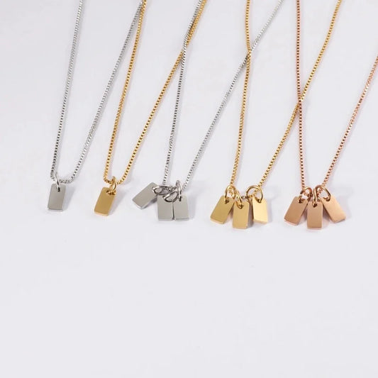 Minimalist Rectangle Titanium Steel Pendant Necklace