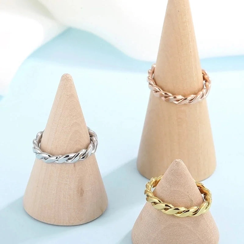 Fashion Twist Titanium Steel 18K Gold Plated Polishing Stainless Steel Rings