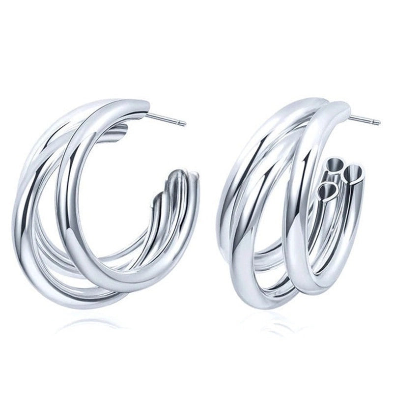 Personality Exaggerated Earrings Women\'s Heavy Metal High-end Ear Studs Large Circle French Retro Design Earrings