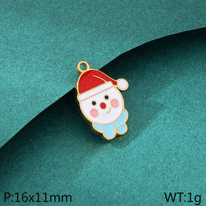 Christmas Elements Series Diy Accessories Stainless Steel Elk Santa Claus Snowflake Gloves Pendant