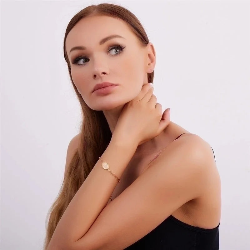 Minimalist Sun 304 Stainless Steel 18K Gold Plated Natural Stone Bracelets In Bulk