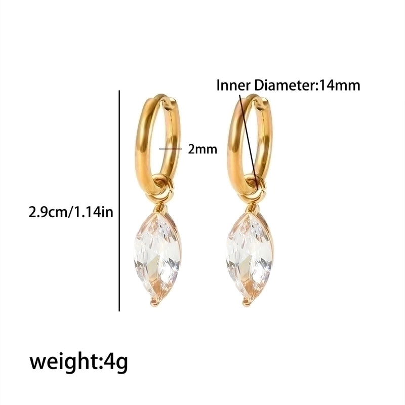 1 Pair Vintage Style Water Droplets Heart Shape Rectangle Polishing Plating Inlay 304 Stainless Steel Zircon Drop Earrings