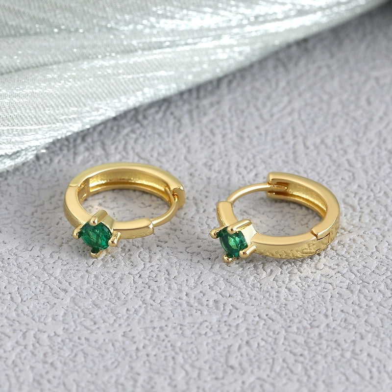 1 Pair Elegant Minimalist Geometric Double Heart Snake Hollow Out Inlay Copper Zircon 18K Gold Plated Ear Studs