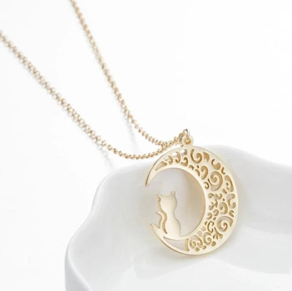 201 Stainless Steel 18K Gold Plated Minimalist Plating Moon Flower Necklace