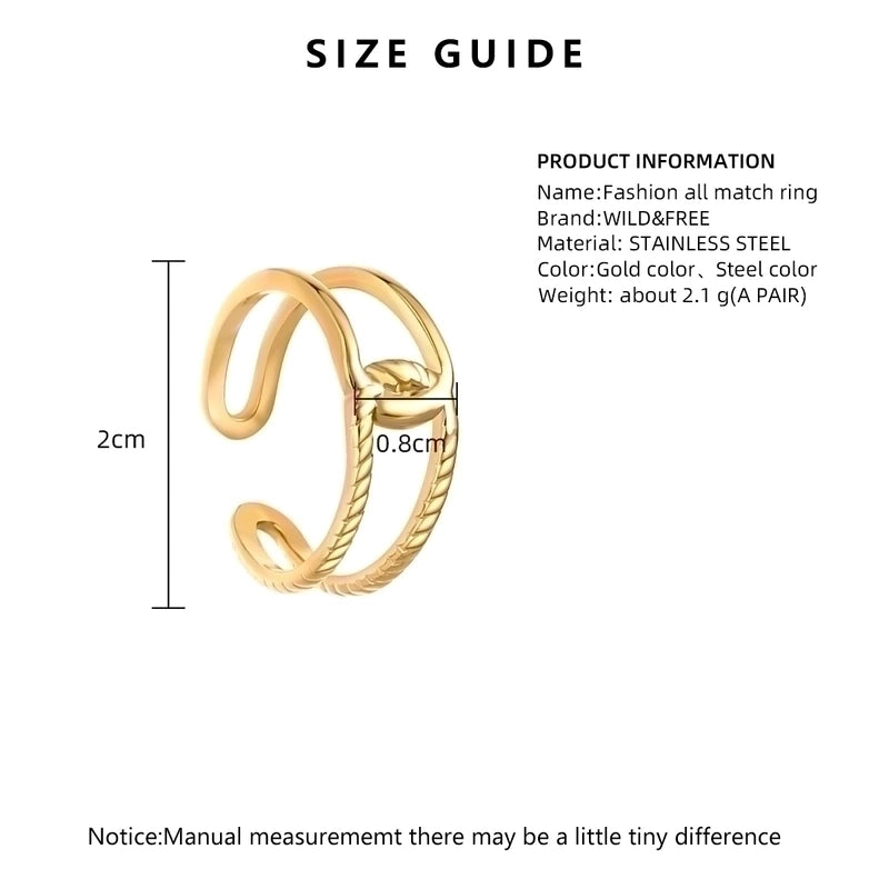 Minimalist U Shape Titanium Steel Plating 18k Gold Plated Open Ring