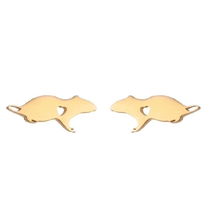 1 Pair Minimalist Animal Plating 304 Stainless Steel 18K Gold Plated Ear Studs