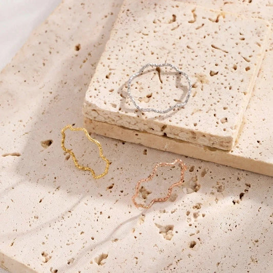 Minimalist Classic Style Waves Solid Color Titanium Steel Rings