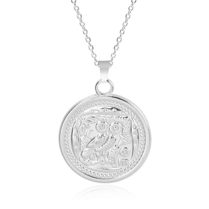 3 Pieces Casual Minimalist Round Owl 304 Stainless Steel 18K Gold Plated Pendant Necklace Necklace Pendant