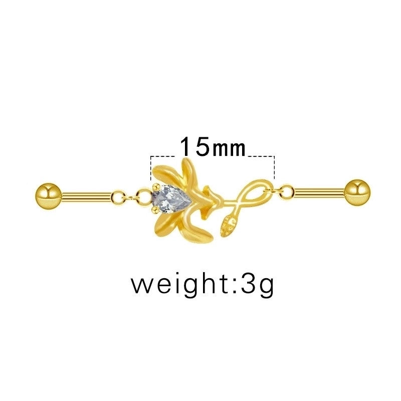 1 Piece Ear Cartilage Rings & Studs Sexy Minimalist Cat Flower Bow Knot 316L Stainless Steel Alloy Epoxy Plating Inlay Rhinestones Glass White Gold Plated Gold Plated Ear Cartilage Rings & Studs