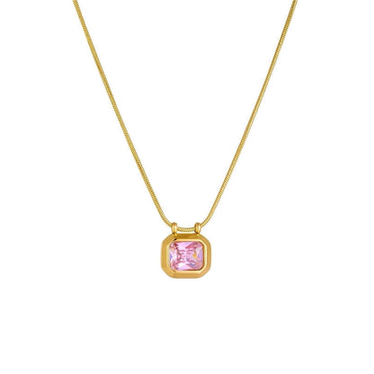 Cute Sweet Star Bow Knot Shell Titanium Steel Pearl 18K Gold Plated Hollow Out Inlay Pendant Necklace